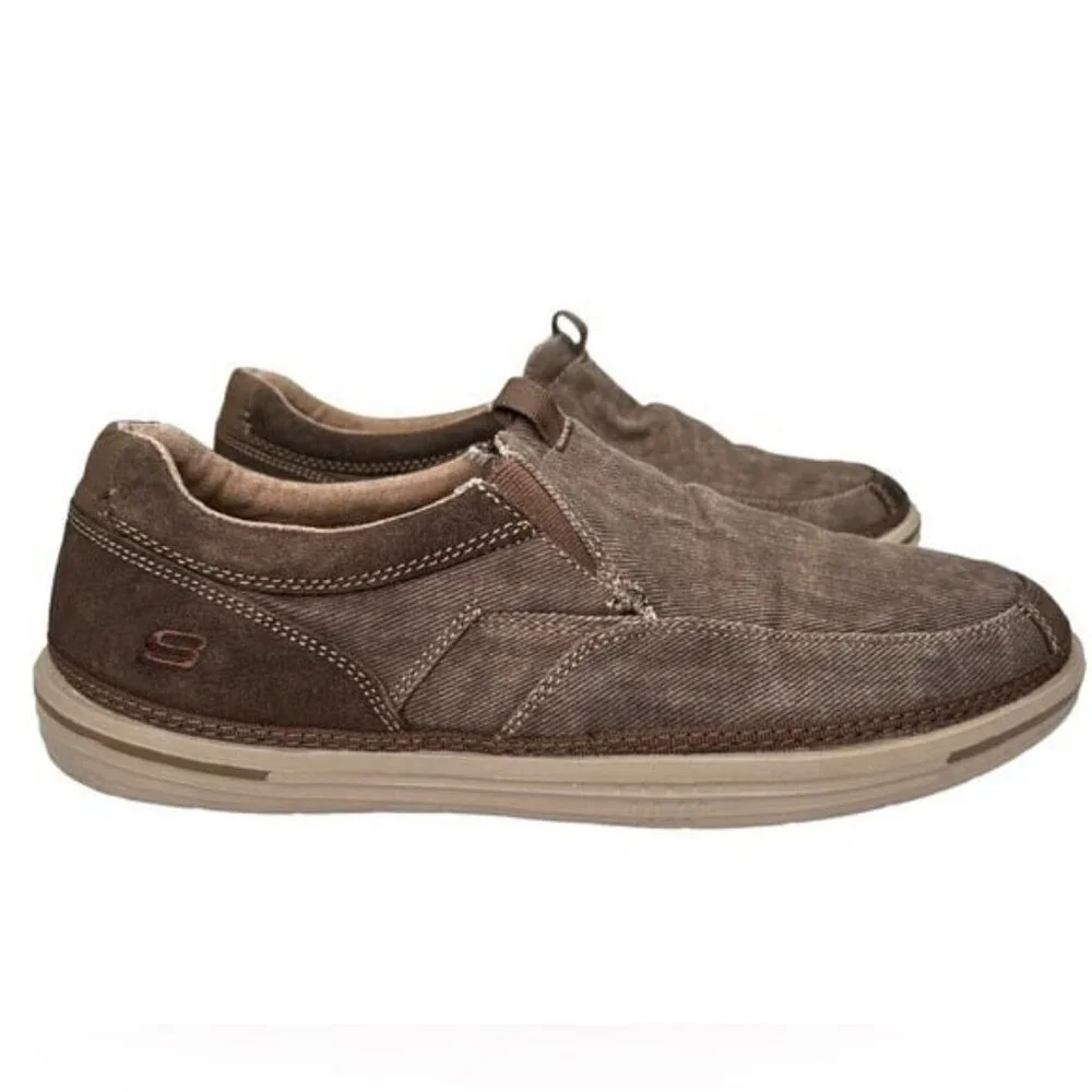 Skechers Men SZ 10 Milford 64356 Brown RelaxFit Memory Foam Loafer Comfort Shoes